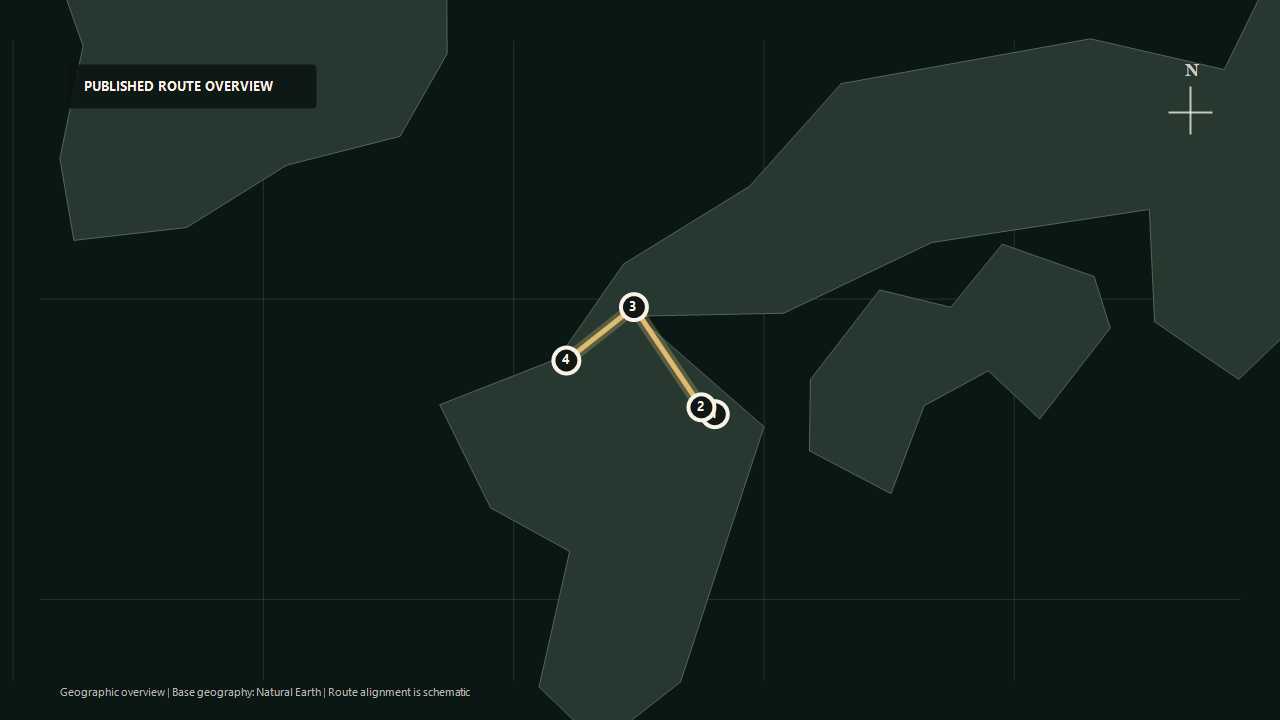 Geographic overview of the published Sunday journey: Oita to Hakata via Mojiko route: Oita to Beppu to Mojiko to Hakata
