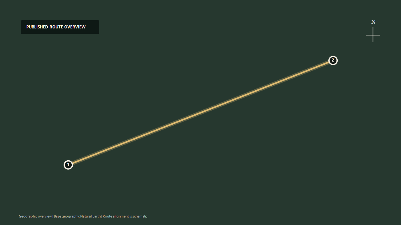 Schematic geographic route overview for Cumbres & Toltec Scenic Railroad: Chama to Antonito