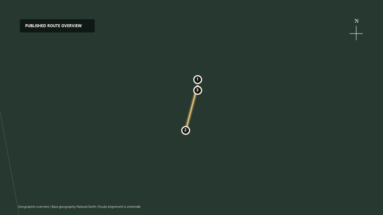 Schematic geographic route overview for Darjeeling Himalayan Railway: Darjeeling to Ghum to Darjeeling
