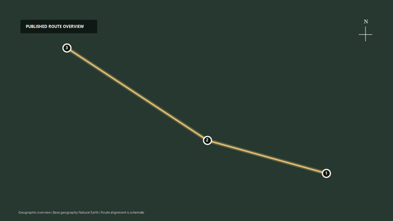Schematic geographic route overview for The Jacobite: Fort William to Glenfinnan to Mallaig