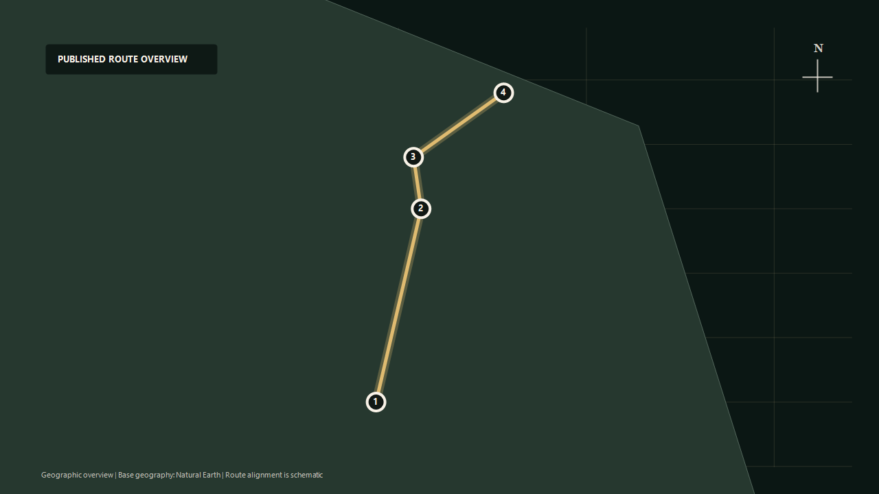 Schematic geographic route overview for North Yorkshire Moors Railway: Pickering to Goathland to Grosmont to Whitby