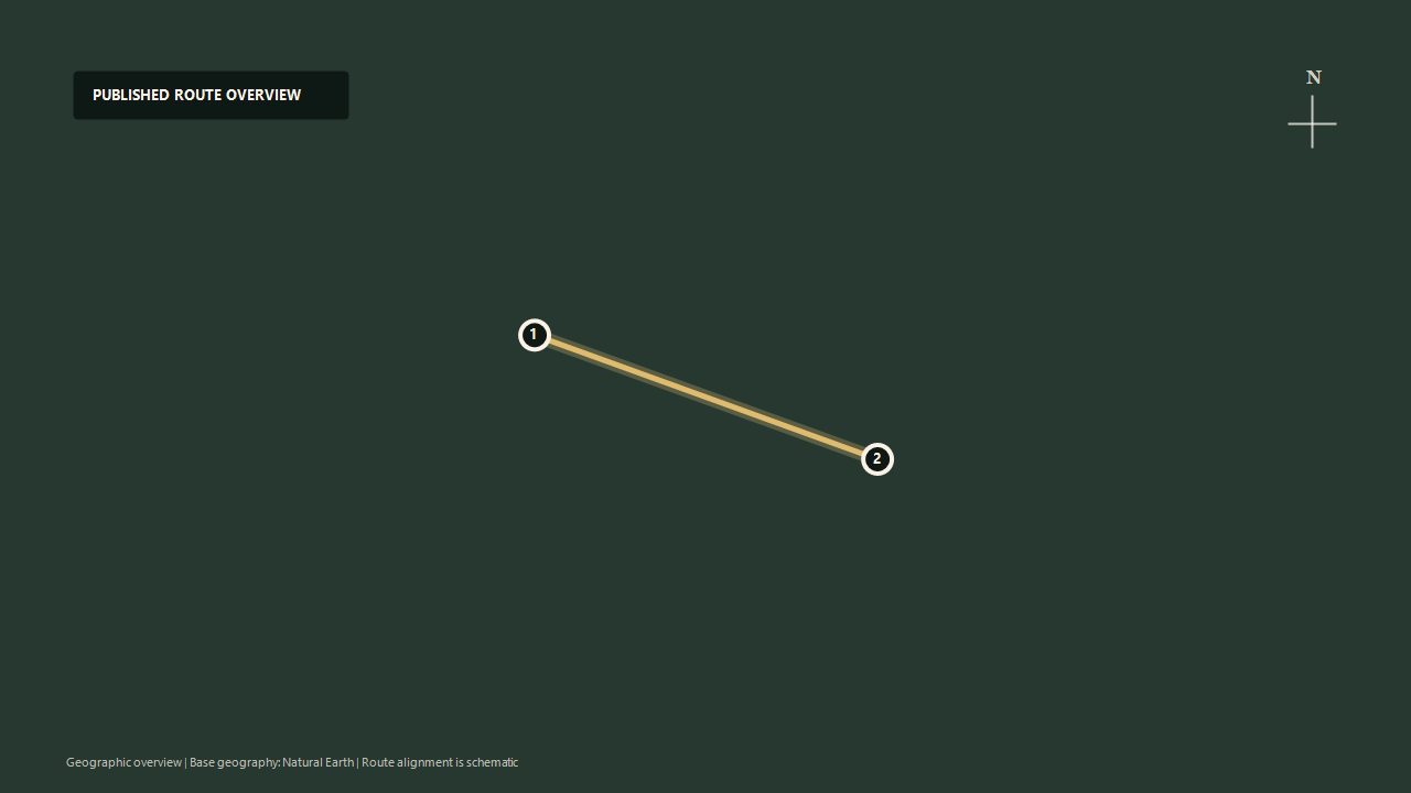 Schematic geographic route overview for Puffing Billy Railway: Belgrave to Lakeside