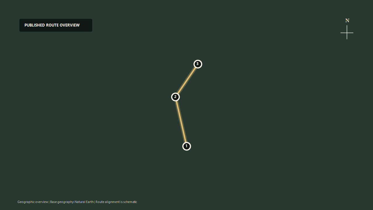 Schematic geographic route overview for Rigi Railways: Vitznau to Rigi Kaltbad to Rigi Kulm