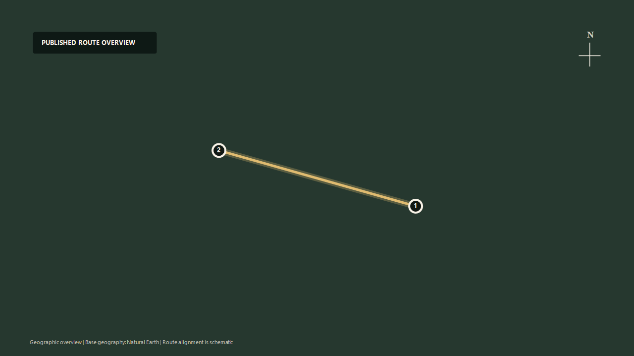 Schematic geographic route overview for Royal Gorge Route Railroad: Cañon City to Royal Gorge