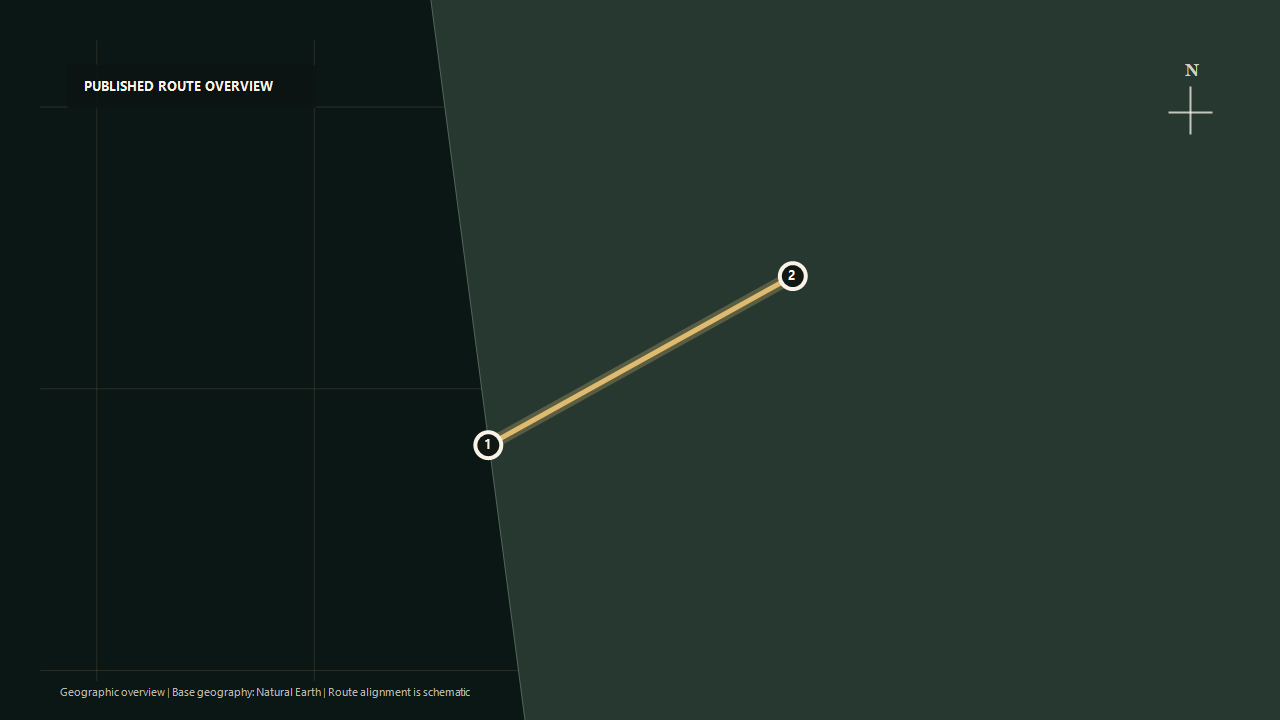 Schematic geographic route overview for Skunk Train: Fort Bragg to Glen Blair Junction