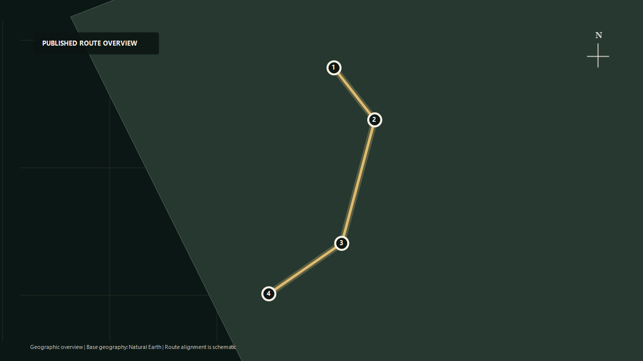 Schematic geographic route overview for Two Stars 4047: Takeo-Onsen to Hizen-Hama to Isahaya to Nagasaki