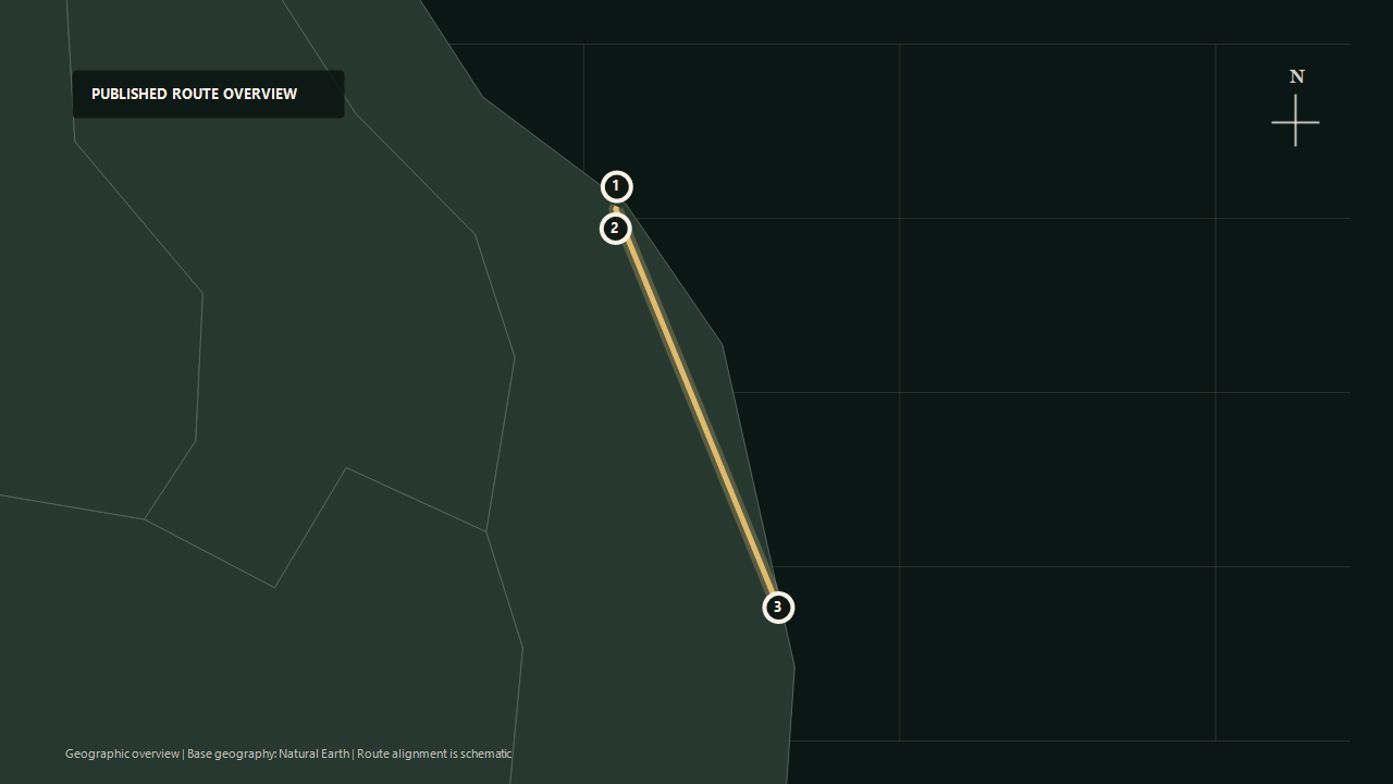Geographic overview of the published Da Nang to Quy Nhon route: Da Nang to Central Vietnam coast to Diêu Trì / Quy Nhon
