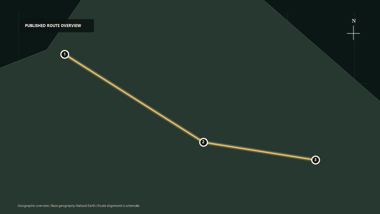 Schematic geographic route overview for Yufuin no Mori: Hakata to Hita to Yufuin